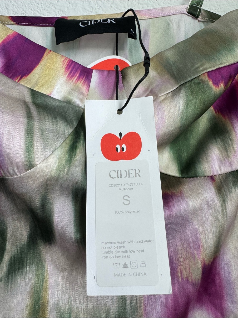 Cider Green and Pink Watercolor Ruched Midi Dress - Picture 4 of 6